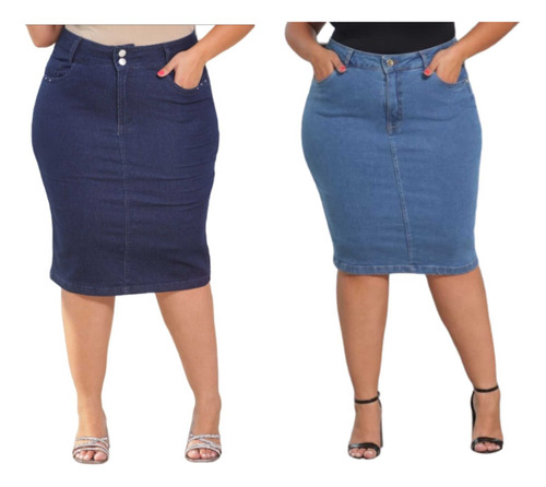 Kit 2 Saias Evangélicas Plus Size Tamanhos Grandes 46 Ao 56