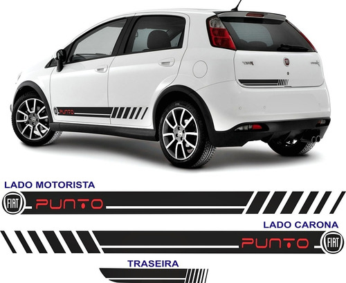 Acessorios Adesivos Fiat Punto Lateral E Traseira  Kit