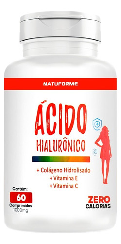 Ácido Hialurônico C/ Colágeno 60 Comprimidos Zero Açúcar 