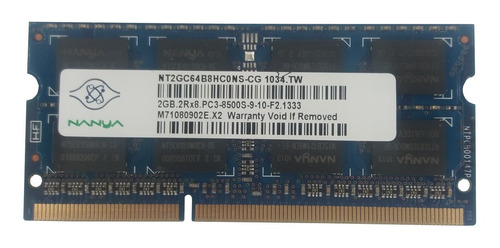 Memoria Notebook Nanya / 2 Gb / Ddr3-1066 Mhz / Pc3-8500