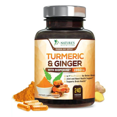 Nature's Nutrition Cúrcuma Curcumina con Bioperina y Jengibre 240 Cápsulas | Envío gratis
