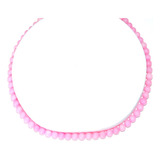 Set: Collar Pulsera Y Aretes Jade Rosa /4 Piecas 6 Mm