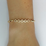 Pulsera Círculos Baño De Oro 18k Con Cordón Ajustable