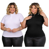 Kit 2 Gola Polo Plus Size Blusa Social Escritorio Feminino