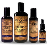 Kit Completo Para Barba Viking Shampoo + Cond + Balm + Óleo