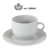 Taza Cafe C/leche Y Plato Porcelana Blanca Tsuji Linea 1800