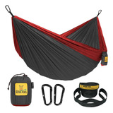 Hamaca De Camping Wise Owl Outfitters Carbón Y Rojo, Talle L