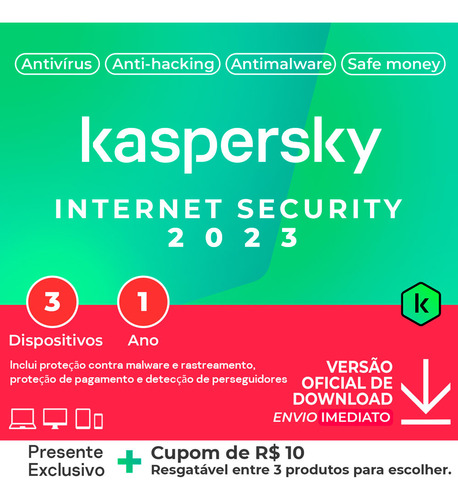 Kaspersky Internet Security 3 Pc 1 Ano Envio Imediato