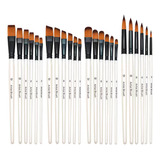 Kit De 24 Pinceles Para Artistas Gadnic Art4 Arte Acuarela Cerdas Marrón