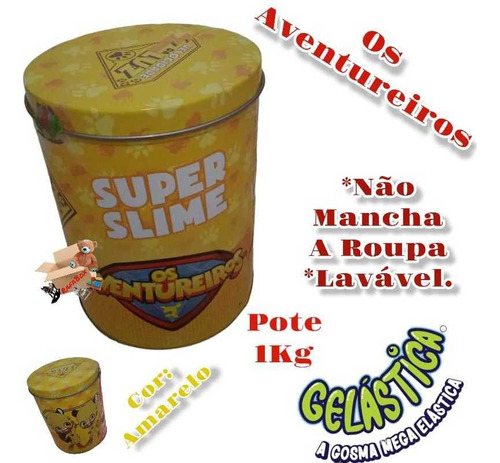 Latão Mega Bolha 1kg Slime Aventureiros Lucas Neto Gelastica Cor Pote 1kg Amarelo
