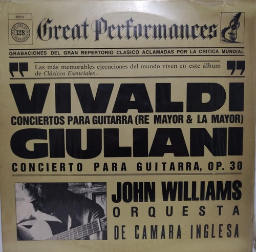 Vivaldi, Giuliani, John Williams Conciertos Para Guitarra Lp