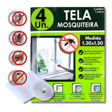 Kit 4 Tela Mosquiteira Janela Velcro Ajustavél Anti Inseto