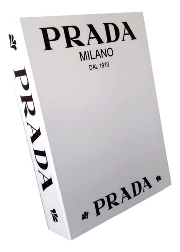 Caixa Livro Decorativa Moda Prada Milano Em Mdf 21x28x5cm