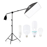 Softbox 50x70 Greika Bocal Lampada Bivolt E Tripé Girafa 110v/220v