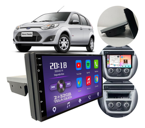 Multimidia Qled 7p Encaixe Radio Bluetooth Carplay Android