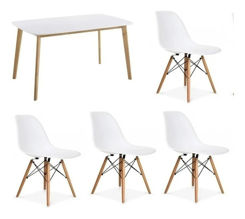 Juego De Comedor Mesa 160 X 80 Claire + 4 Sillas Eames Ct