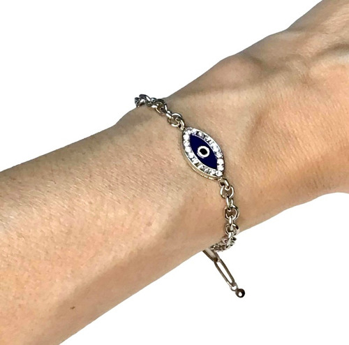 Pulsera Con Ojo Turco. Protección Malas Vibras. Cadena Acero