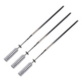 Kit 3 Espetos Espada Giratório 67cm Inox Churrasqueira Grill