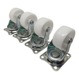 Rodachinas Planas Nylon Giratoria 1 1/2 Pulgada Blanca X4und