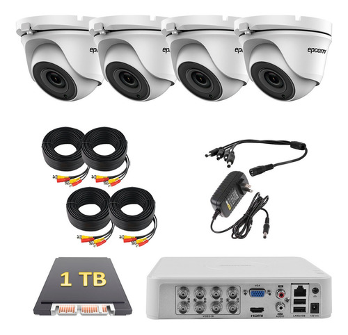 Kit Circuito Cerrado Dvr 8 Canales 4 Cámaras Domo 1 Tb Cctv