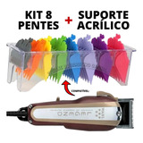 8 Pentes + Suporte Acrílico Kit Barbeiro P Máquinas De Corte