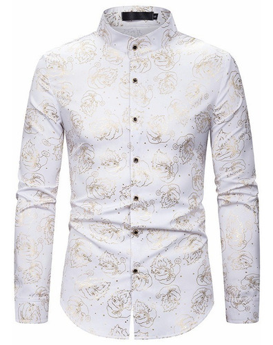 Camisa Casual Slim Fit Con Estampado A La Moda Para Hombre