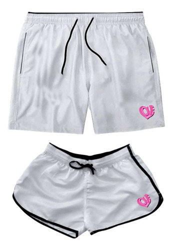 Kit Casal Short Bermuda Moda Praia Namorados Iguais Verão