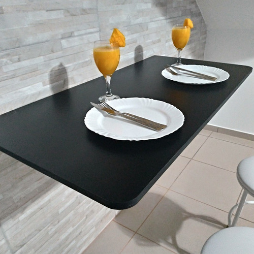 Mesa De Parede Dobrável 100x50 Mdf Preto C/canto Arredondado