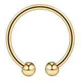 Piercing Nariz Aro Abierto 10mm Septum Bolas De Acero Dorado