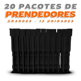 Kit 20 Pacotes Com 12 Prendedor Grande De Plástico Preto Nfe