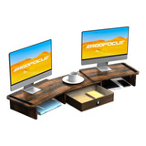 Ergofocus Soporte Elevador De Monitor Doble Con Cajón De Lon