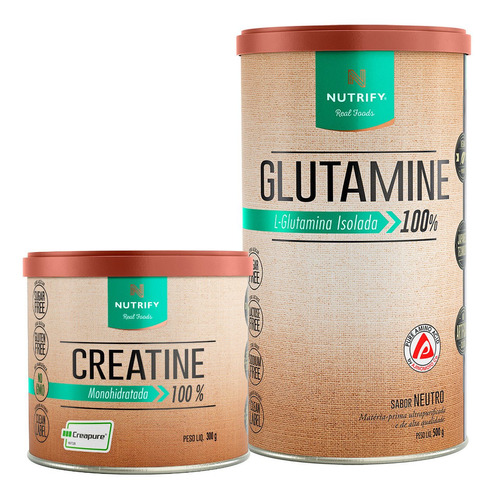 Kit Vegano Creatina Creapure 300g + Glutamina 500g - Nutrify