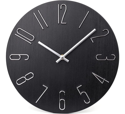 Wall Clock 12  Silent Non-ticking Modern Style Wooden Wal Aa