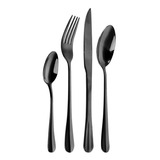 Set X 24 Cubiertos Acero Inoxidable Kremer New York Black C