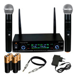 Microfone Sem Fio Wireless Uhf De Mão Duplo Profissional 