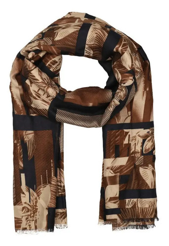 Pashmina Bufanda Mujer Level 26 Flores Beige Café Paliacate