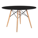 Mesa Eames Redonda Madera 120 Color Blanco Negro O Rojo