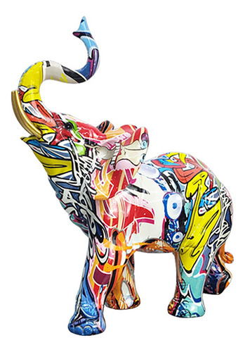 Figura De Escultura De Elefante De Grafiti Con Pintura Nórdi