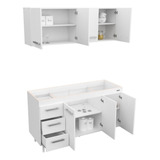 Combo Cocina Bajo Mesada Alacena S/bacha 140 Cm Blanca 10143