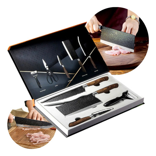 Set Profesional Cuchillos Caja Regalo 5pzs Acero Inoxidable 