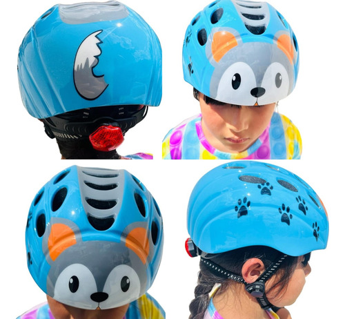 Casco De Niño Con Luz Bicicleta Unitalla Infantil Ajustable 