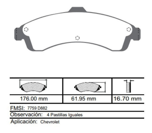 Pastilla Freno Delantera Chevrolet Trailblazer 2001-2009 Foto 2