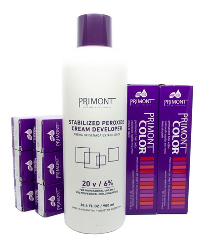 Primont Color Kit X8 Tinturas 60gr + Oxidante Coloración 6c
