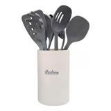 Set X6 Utensilios Nylon + Vaso Contenedor Cocina Hudson Zztt