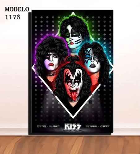 Cuadro Decorativo Banda Rock Kiss Textura
