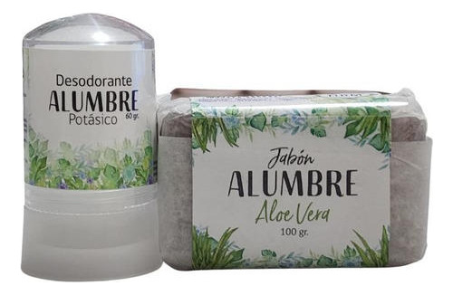 Desodorante Piedra De Alumbre + Jabon Alumbre Aloe Pack 2 