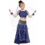 Girls Belly Dance Top Skirt Set Halloween Costume With Head 