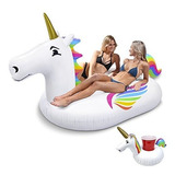 Inflable Gigante Unicornio Con Flotador De Bebida Adicional