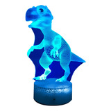 Lampara 3d Dinosaurio T-rex Base Agrietada + C.remoto+pilas