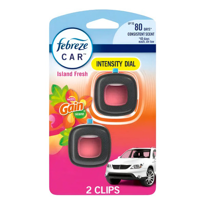 Aromatizante Para Auto Febreze Clip Para Rejilla De Aire Gris Naranja Island Fresh